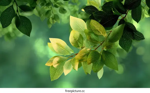 Fresh Green Leaves in Nature Background