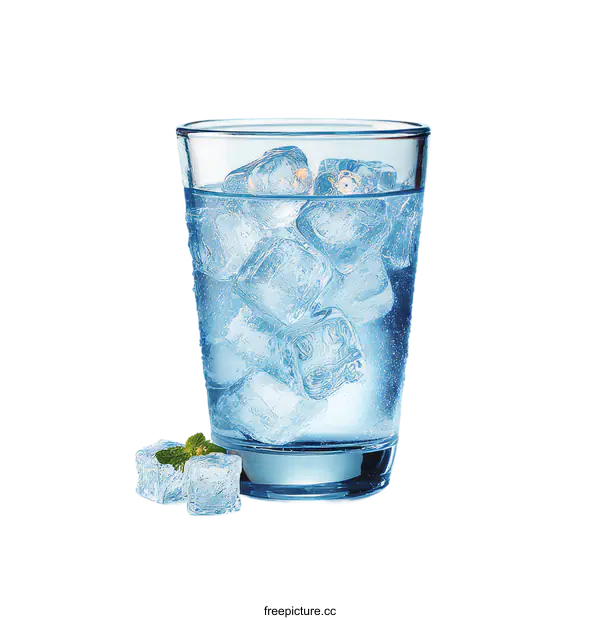 [Transparent Background PNG]Refreshing Iced Water in a Glass