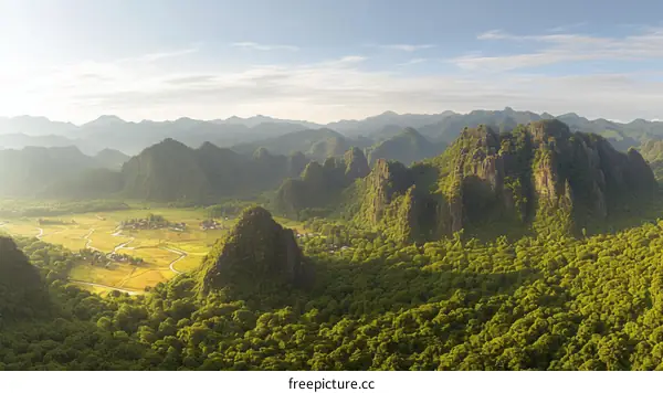 A stunning aerial view of a valley in Vietnam
