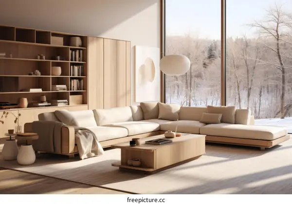 Bright and Minimalist Living Room with Large Windows