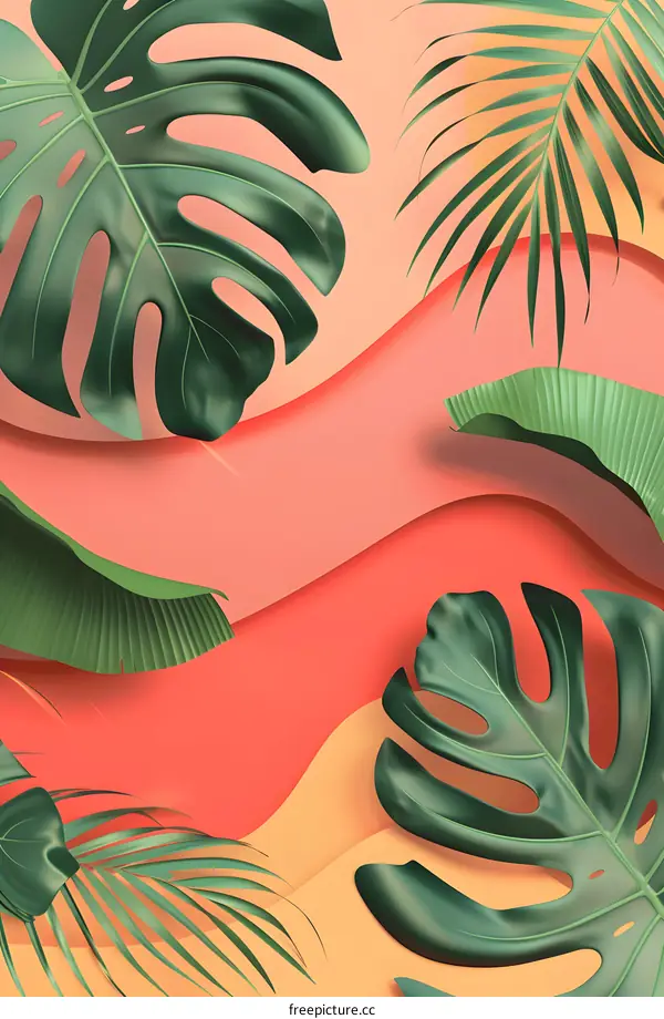 Tropical Leaves and Abstract Background