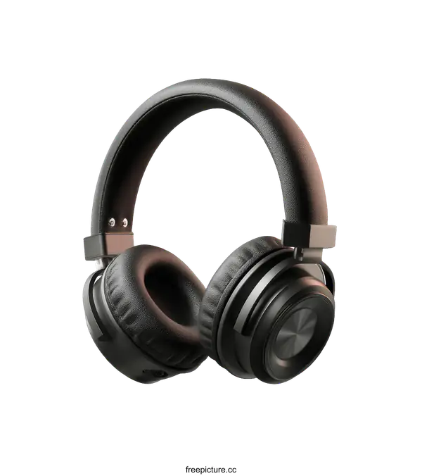 [Transparent Background PNG]Modern Black Over-Ear Headphones