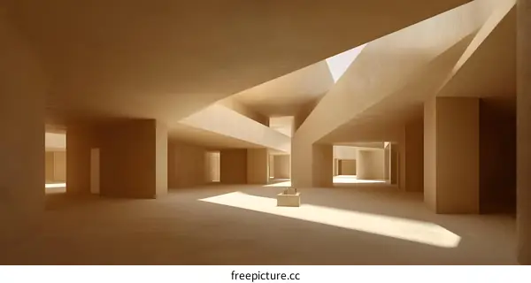 Abstract Minimalist Architecture Design with Geometric Shapes and Light Shadows