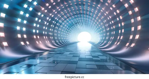 Glowing Blue Tunnel: A Futuristic Vision