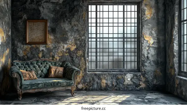 Antique Sofa in a Decaying Industrial Interior