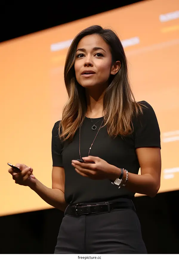 Young Woman Giving A Presentation In A Conference