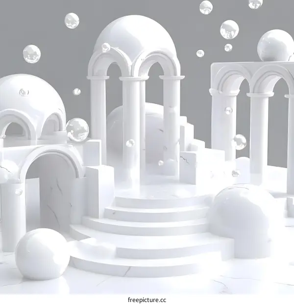 White Marble Architecture With Abstract Shapes