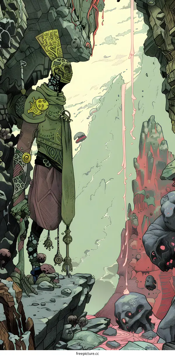 The Fantasy Landscape With A Skeleton Warrior