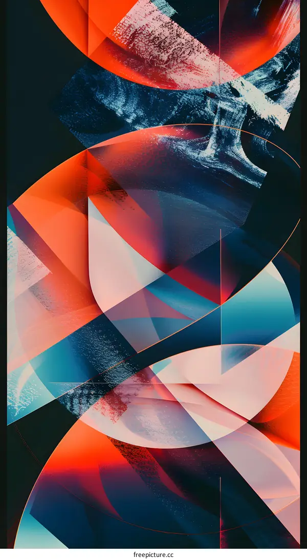 Abstract Geometric Design with Red Blue and White Colors