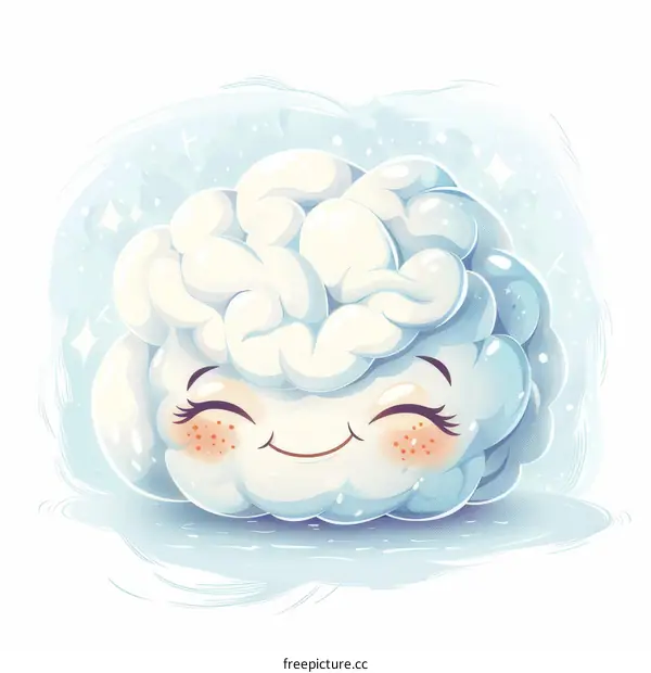 A Cute Cartoon Illustration of a Smiling Cloud