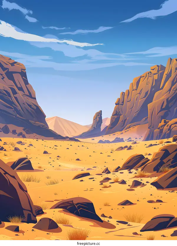 Rocky Desert Landscape Illustration
