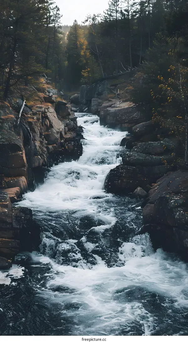 Rushing Water Through a Rocky Creek