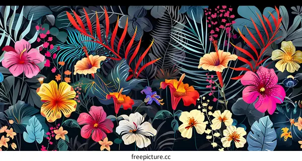 Tropical Floral Pattern Seamless Design