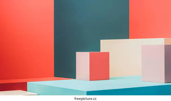 Abstract Minimalist Background With Colorful Blocks