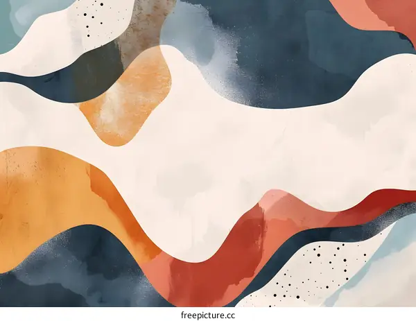Abstract Watercolor Background with Wavy Lines
