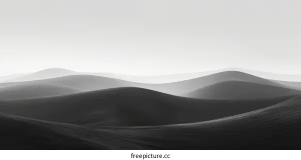 Black and white foggy hills