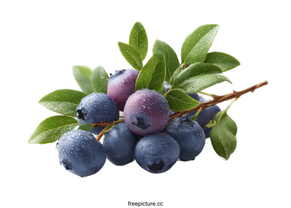 [Transparent Background PNG]Fresh Blueberries with Dew Drops