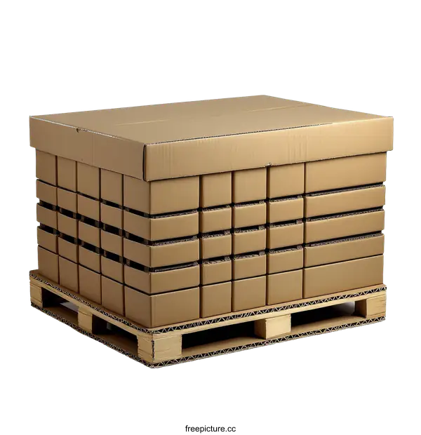 [Transparent Background PNG]Cardboard Boxes Stacked on Pallet