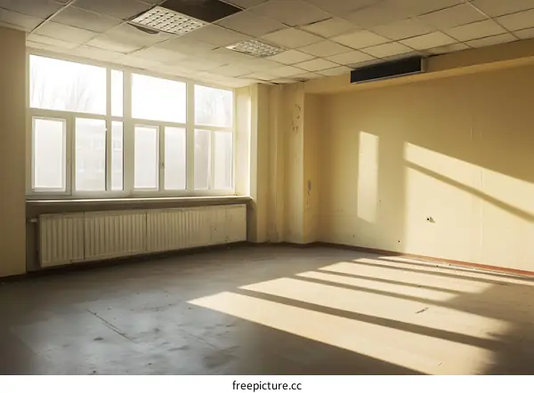 Empty Room with Window and Radiator Sunlight