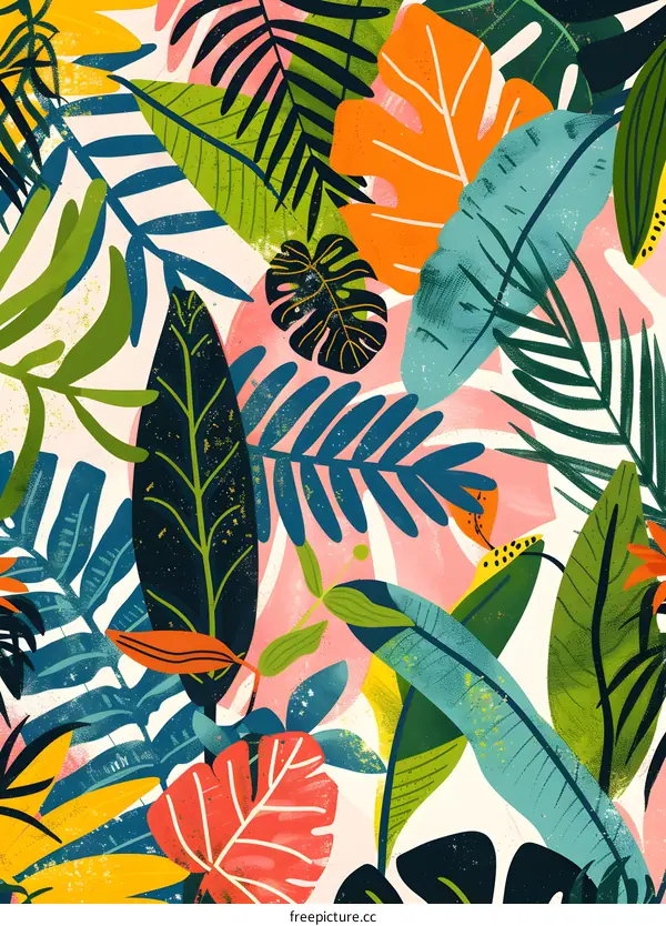 Colorful Tropical Leaves Pattern