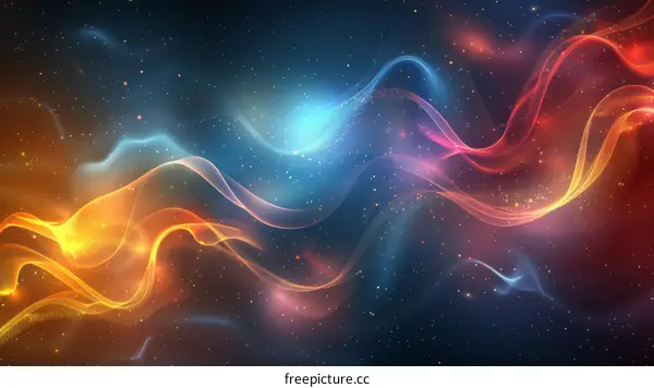 Abstract Colorful Wave Patterns in Space