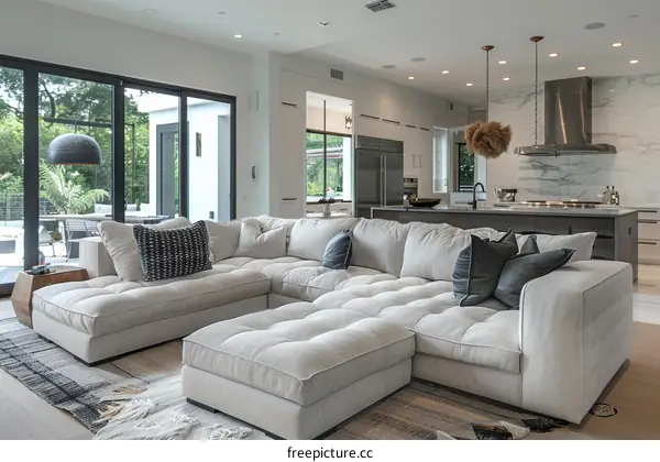 Modern Minimalist Living Room Design with Open Floor Plan