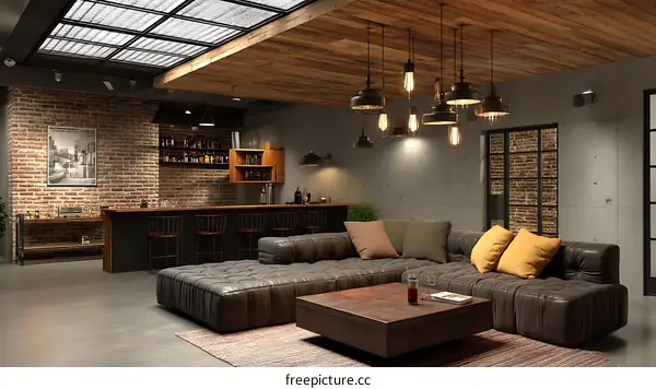 Industrial Chic Loft Living Room Design