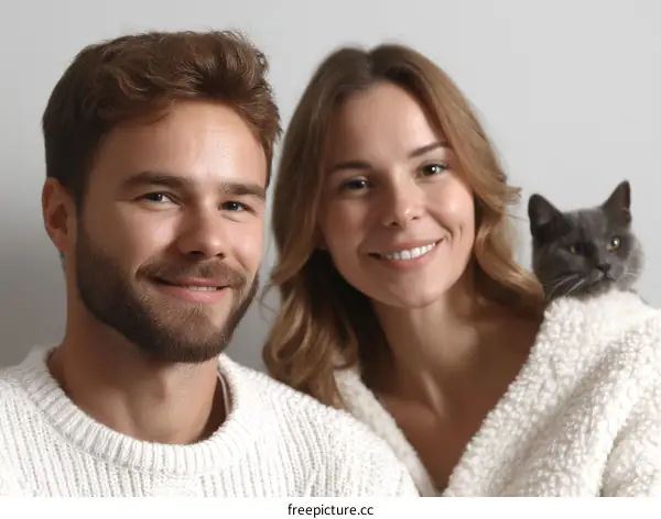 Couple with a Cat Portrait