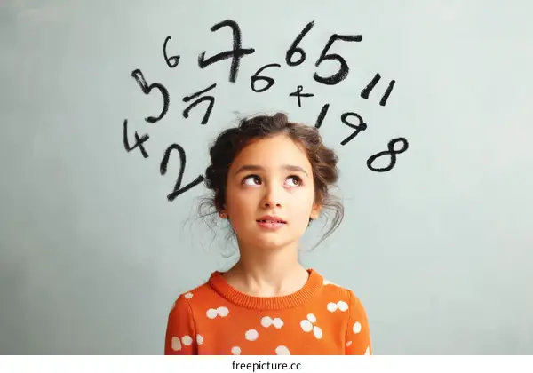 Girl Thinking About Math Problems