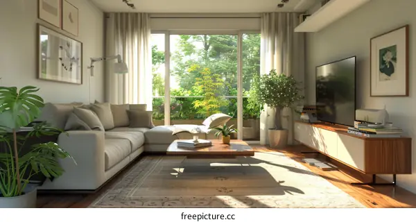 Modern and Cozy Living Room Full of Natural Light