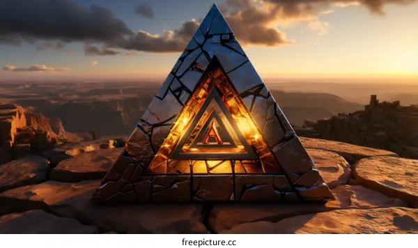 Ancient Stone Pyramid in the Middle of Desert