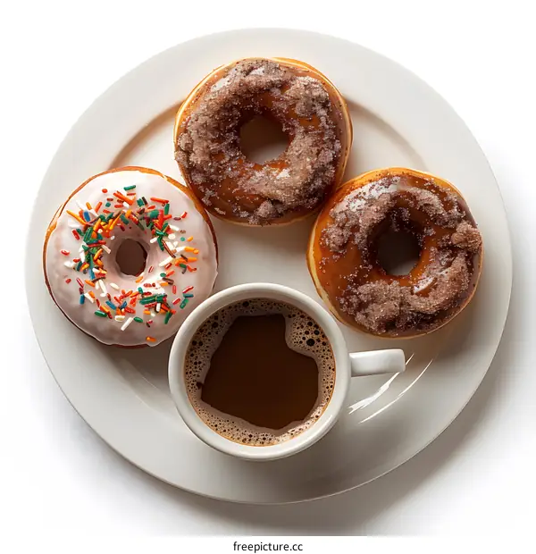 Donuts and Coffee on a Plate