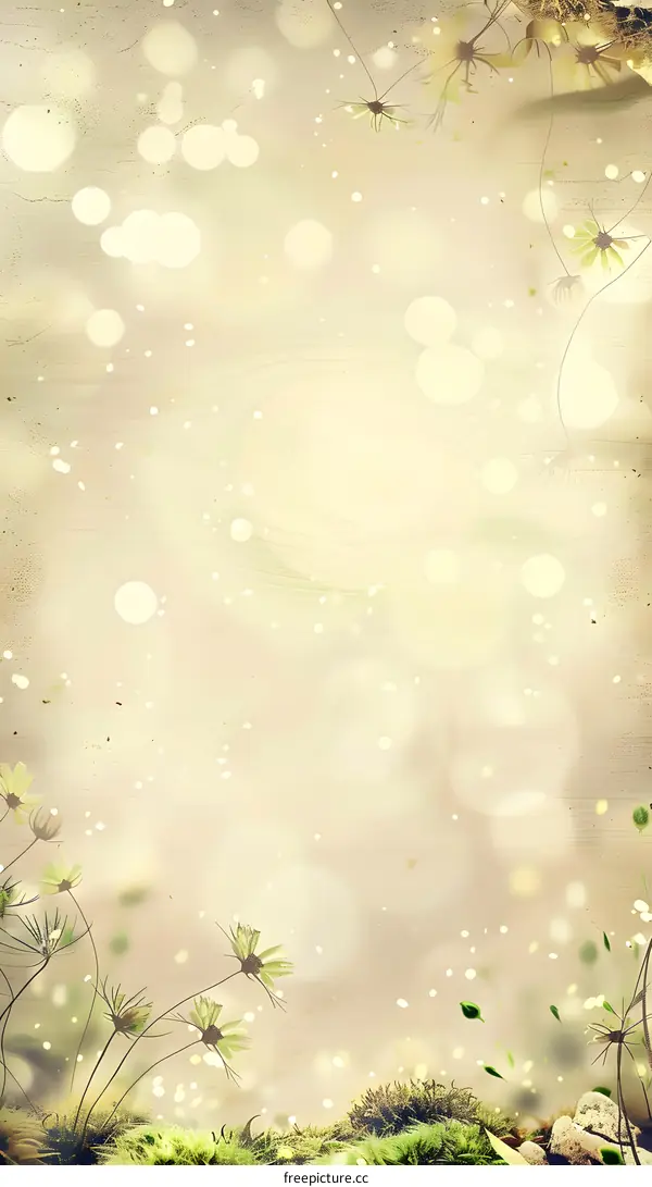 Vintage Floral Background With Bokeh Lights