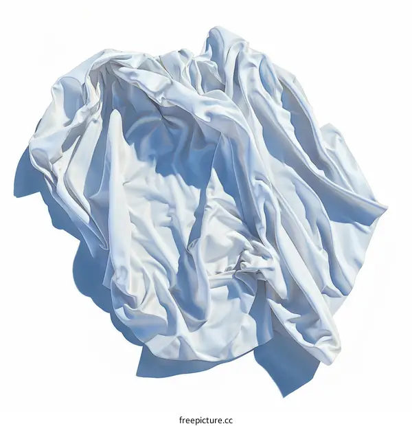 White crumpled fabric on white background