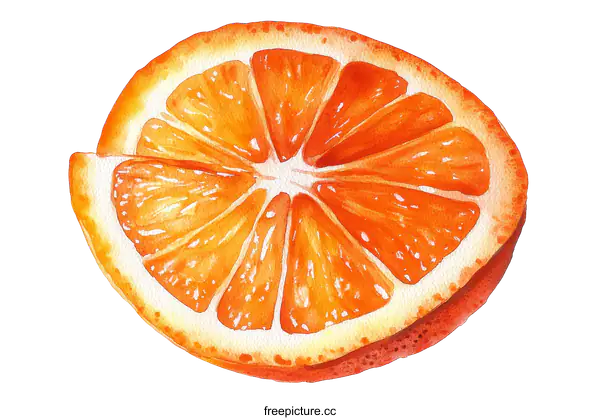 [Transparent Background PNG]Watercolor Illustration of an Orange Slice