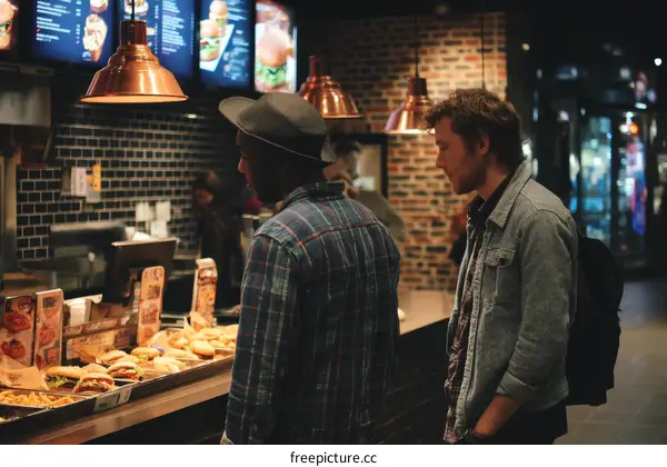 Fast Food Restaurant Interior with Customers Ordering