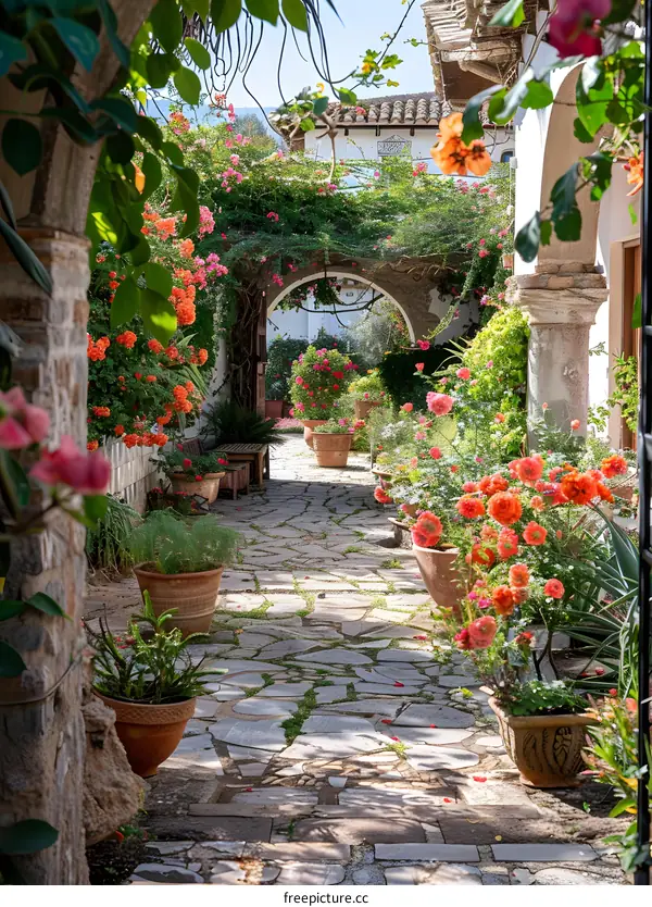 Garden Path with Flowers
