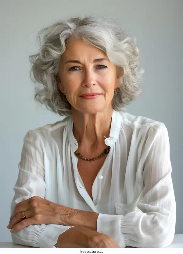 portrait of a smiling senior woman with gray hair