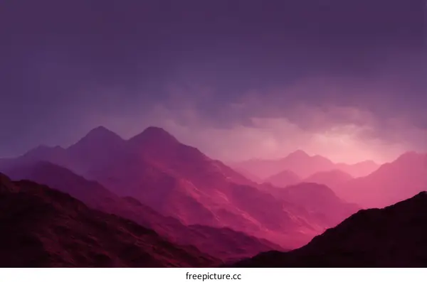 Vibrant Purple-Pink Mountain Landscape