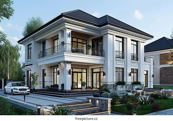 Luxury Mansion Exterior Design Illustration