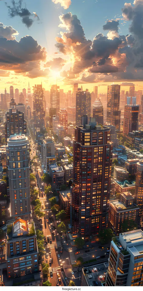 New York City Street with Tall Buildings