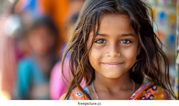 Portrait of a young Indian girl smiling
