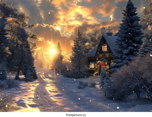 A Cabin in the Winter Snow