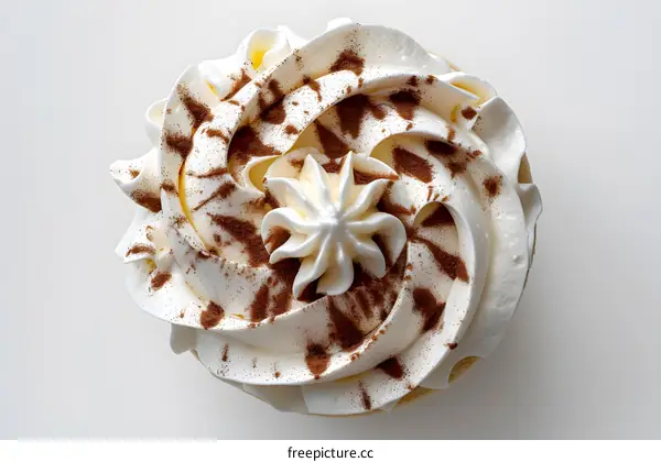 White frosted cupcake with brown sprinkles