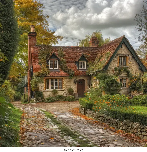 A charming stone cottage nestled in the countryside