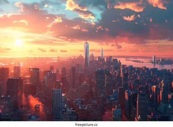 New York City Skyline at Sunset