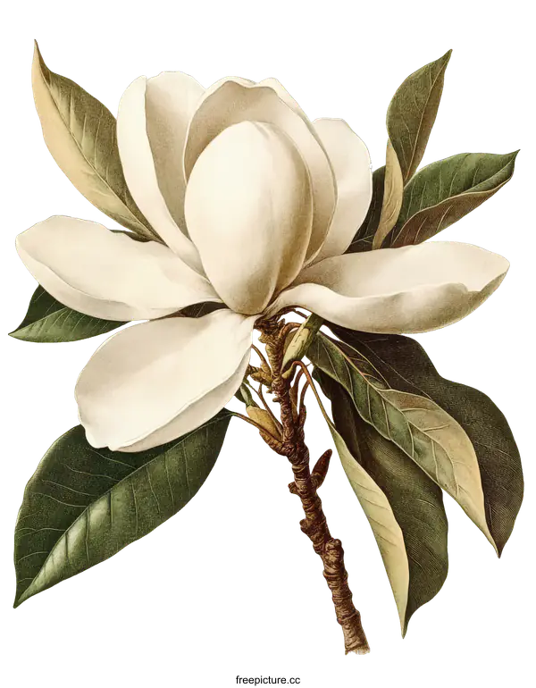 [Transparent Background PNG]Beautiful Magnolia Flower Illustration