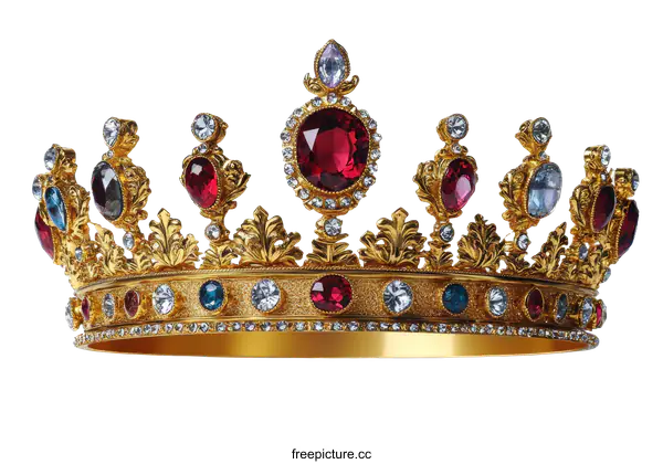 [Transparent Background PNG]Ornate Gold Crown with Jewels