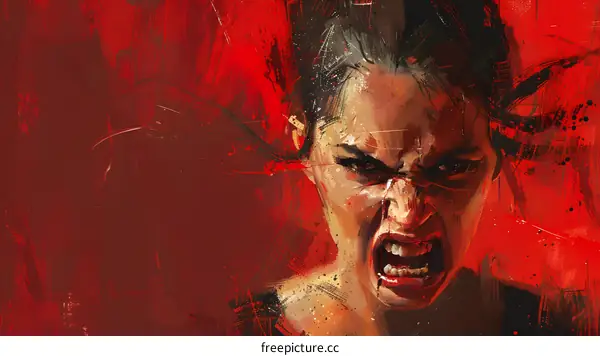 Portrait of a screaming woman