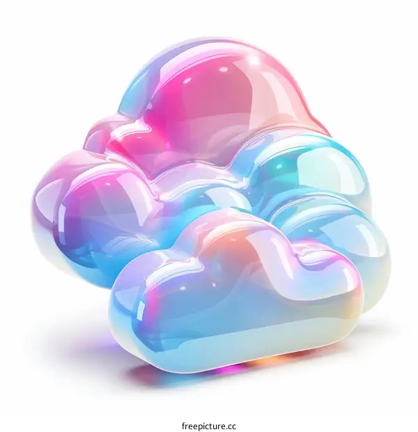 3D rendering of a fluffy iridescent cloud